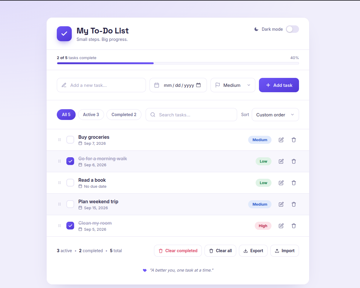 To-Do List application preview