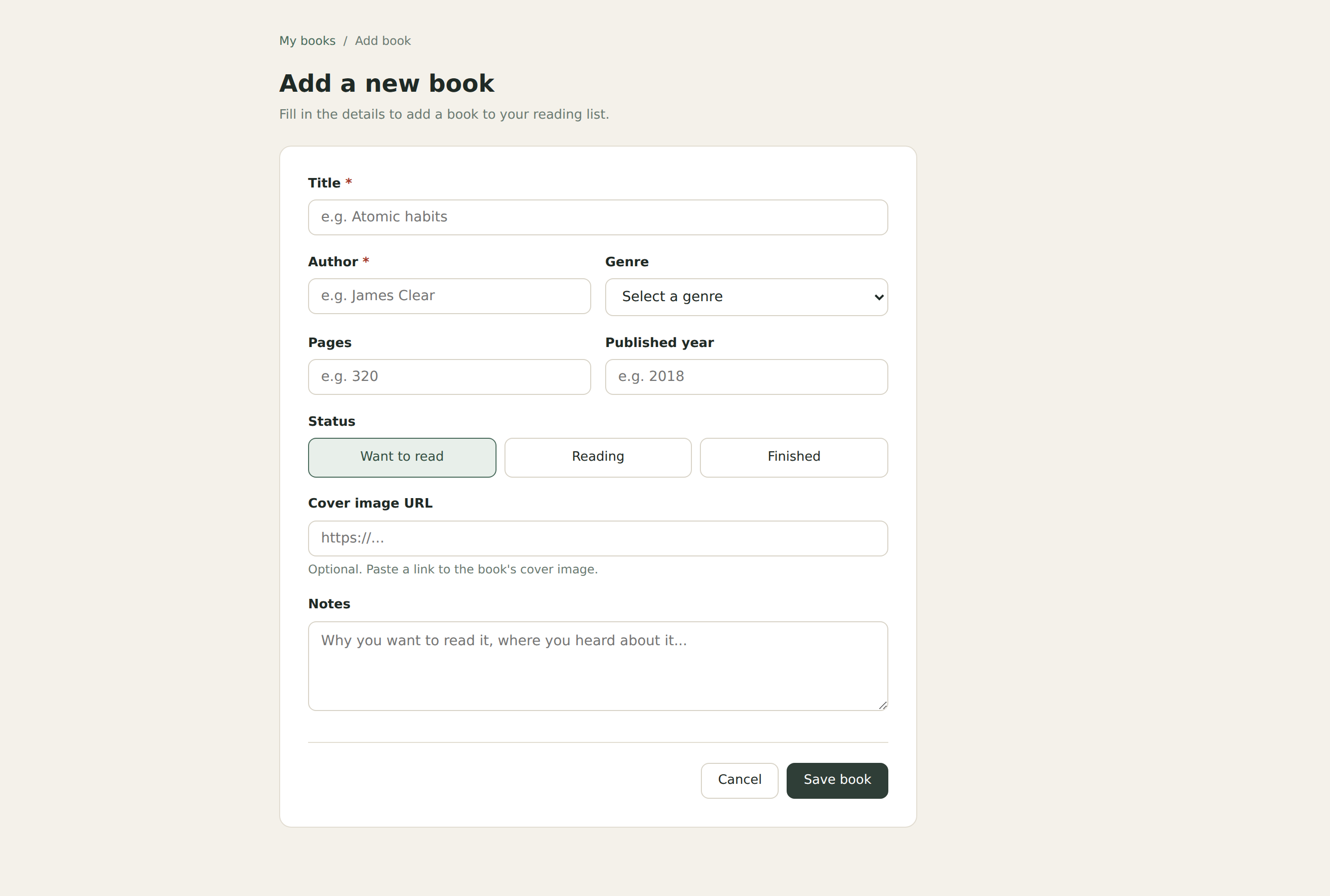Add Book Page