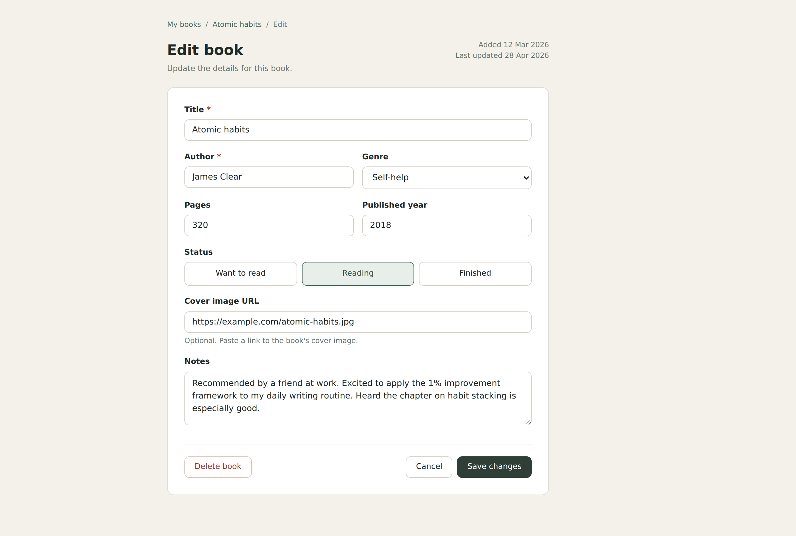 Edit Book Page